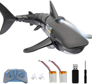 lot 2713 image: Remote Control Shark Toy 118 Scale High Simulation Shark for Rechargeable 2.4G Remote Control Boat Pool Games,Swimming Pool Bathroom Great Gift RC Boat Toys for 4 5 6 7 8 9 Year Old Boys and Girls
