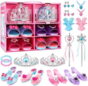 lot 2742 image: SUPERJOY Girls Pretend Play Toys, Princess Dress Up Toy Set - 4 Pairs Play Shoes and Fashion Jewelry Accessories of Crowns, Necklaces, Bracelets, Rings, Birthday Christmas Party Gifts for 3 4 5 6 Year Old