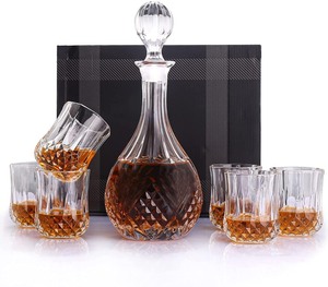 lot 2744 image: Crystal Whiskey Decanter Set and 6 Glasses for Liquor , Elegant Liquor Glass Decanter, Decanters for Alcohol, The Perfect Engraved Decanters for Bourbon, Brandy and Vodka, Bourbon Gifts for Men (Aska)