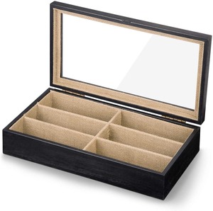 lot 2745 image: SRIWATANA Sunglasses Organizer Box, 6 Slot Eyeglasses Display Case Storage for Women Men, Weathered Black