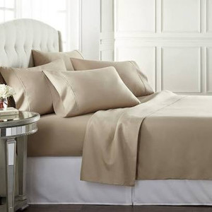 lot 2759 image: Danjor Linens King Size Bed Sheets Set - 1800 Series 6 Piece Bedding Sheet & Pillowcases Sets w Deep Pockets - Fade Resistant & Machine Washable - Taupe