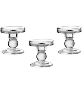 lot 2763 image: OYATON Glass Candle Holders for 3 inches Pillar Candle or 78 inch Taper Candle, Candlestick Holder Set of 3 for Wedding or Home Decoration(Exclude Candles)