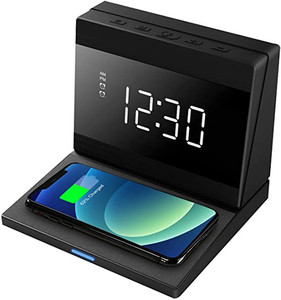 lot 2773 image: Pointuch Digital Alarm Clock, 15W Wireless Charging Station for iPhoneSamsung Galaxy, Night Light,4 Levels Brightness Dimmer, Dual Alarms, Snooze, 1224H, LED Clock for Bedside (Black)