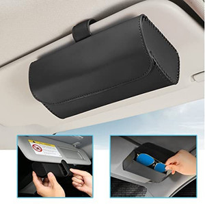lot 2782 image: HALOYIVGO Glasses Holder for Car Sun Visor, Leather Sunglasses Clip Storage Case,Automotive Interior Accessories Apply to All Car Models (Black)
