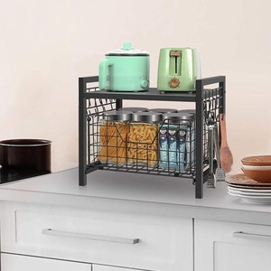 lot 2783 image: Kitchen Cabinet Organizer Basket Spice Rack��organizer Pots Pans Countertop Storage With Sliding Drawer Pull Out Sliding Basket Desktop Organizer Black