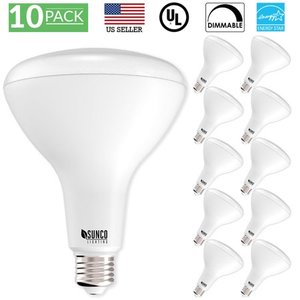 lot 2788 image: Sunco Lighting 10 Pack BR40 LED Light Bulb 17 Watt (100 Equivalent) 5000K Kelvin Daylight 1400 Lumens, 25,000 Hours, Flood Dimmable Indoor  Outdoor, Home, Office And More - UL & ENERGY STAR LISTED