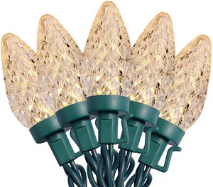 lot 2793 image: WATERGLIDE C9 Christmas Lights, 50 Count 24.5 FT Faceted String Lights Connectable Commercial Grade Indoor Outdoor, 120V UL Certified Xmas Strawberry Tree Light Strand for Garden Patio Parties, Warm White