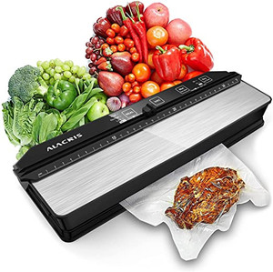 lot 2804 image: ALACRIS Vacuum Sealer Machine with 7mm Sealing Strip & Dual Pumps, Compact and Easy to clean 5 in 1 Automatic Food Sealer for Food Preservation (Include 15 sealer bags)