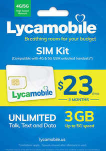 lot 2813 image: Lycamobile Preloaded Sim Card $23x3 Months With 3gb Data (3 Cards)