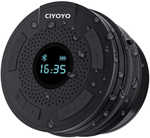 lot 2824 image: Shower Radio Bluetooth Speaker - IPX6 Waterproof Bathroom Radio, CIYOYO Wireless Shower Speakers with Clock Suction Cup Lanyard FM Radio LCD Display Built-in Mic 10 Hours Music Play