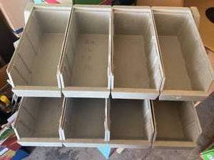 lot 4230401 image: Grey 2-Tier Self-Serve Versa Organizer Set with 8 Bins and 2 Label Sheets
