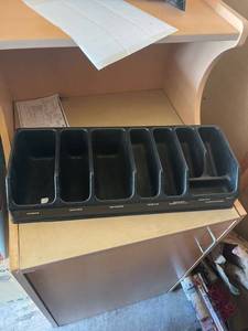 lot 4230402 image: Multi compartment silverware and condiment dispenser counter top