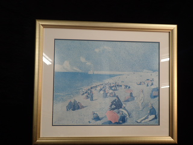 lot 1035 image: Leon Pourtau On the Beach Framed Print