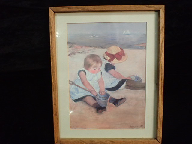 lot 1056 image: Mary Casset Children Playing on the Beach Framed Print
