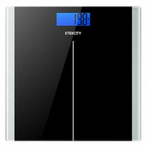 lot 2942 image: etekcity digital body weight bathroom scale with step-on technology, 400 pounds, body tape measure included, elegant black