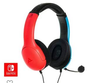 lot 2949 image: PDP Gaming LVL40 Stereo Headset with Mic for Nintendo Switch - PC, iPad, Mac, Laptop Compatible - Noise Cancelling Microphone, Lightweight, Soft Comfort On Ear Headphones - Mario Red & Blue