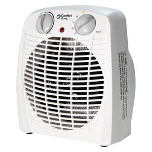 lot 48618 image: Comfort Zone 1500-Watt 3-Speed Fan-Forced Energy Save Space Heater, White