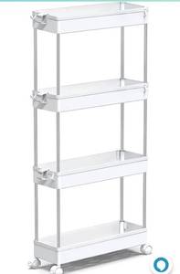 lot 48681 image: SpaceKeeper 4-Tier Slim Storage Cart White