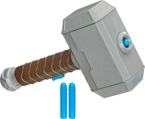 lot 48682 image: Nerf - Power Moves Marvel Avengers Thor Hammer Strike Dart-Launching Toy