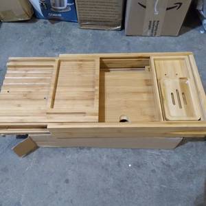 lot 48869 image: BAMBOO BATHROOM ADJUSTABLE TABLECADDY