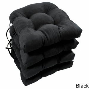 lot 31293 image: Blazing Needles 16-inch U-shaped Microsuede Chair Cushion (Set of 4) BLACK
