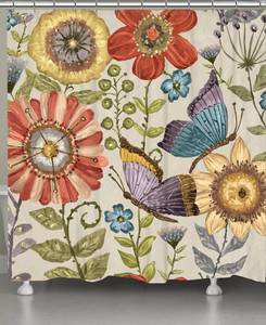 lot 31311 image: Laural Home Boho Butterfly Shower Curtain Bedding