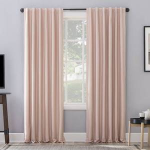 lot 31431 image: Pair of Sun Zero Evelina Faux Dupioni Silk Thermal Extreme Blackout Back Tab Curtain Panels 63 L x 50 W BLUSH