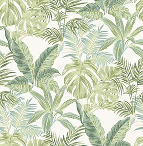 lot 31433 image: Nuwallpaper Nu3382 Madagascar Wallpaper, Green (20.5 X 18 ft)