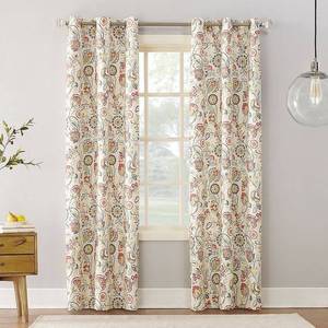 lot 31459 image: Pair of Sun Zero Jorah Botanical Print Thermal Insulated Grommet Curtain Panels 40 X 84
