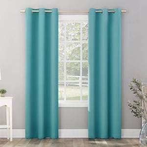 lot 31487 image: Pair of Sun Zero Riley Kids Bedroom Blackout Grommet Curtain Panels, 84 L x 40 W AQUA