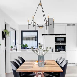lot 32101 image: Modern Black Gold 6-light Metal Candle Chandelier - D26.8 x H30 Retail$227.49