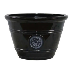 lot 32127 image: Southern Patio Modesto Handcrafted Plastic Planter - Black