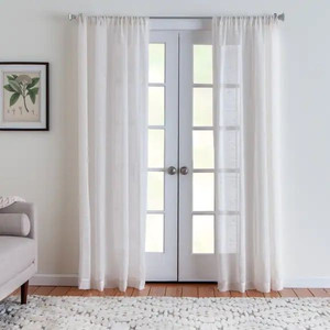 lot 32136 image: Miller Curtains Hamlet Rod Pocket Sheer Panel - 50 x 84 - White - 2 panels