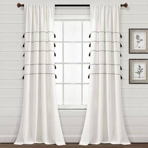lot 32143 image: Lush Decor Farmhouse Boho Stripe Woven Tassel Yarn Dyed Cotton Window Curtain Panel Pair - 84 x 42