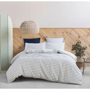 lot 32150 image: Melange Home LinenCotton Stripe Duvet Set - Full - Queen