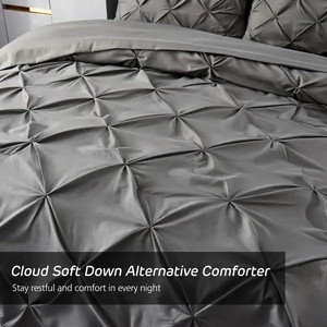 lot 32156 image: 8-piece Pinch Pleated Bed-in-a-Bag Down Alternative Comforter Set - Grey - Queen