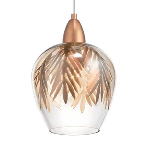lot 32157 image: Viviana River of Goods Polished Brass Metal Hanging Pendant Light With Glass Shade - 8 x 8 x 12.62560.625