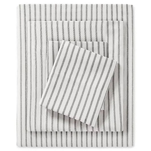 lot 32173 image: Madison Park Essentials Chambray Stripe Queen Sheet Set in Grey