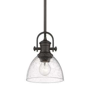 lot 32182 image: Hines Mini Pendant - Rubbed Bronze with Seeded shade