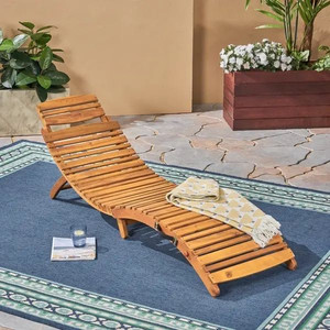 lot 32187 image: Lahaina Acacia Wood Outdoor Chaise Lounge by Christopher Knight Home - Brown Patina