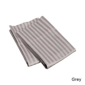 lot 32198 image: Superior 650 Thread Count Stripe Cotton Sateen Pillowcases (Set of 2) - Grey - Standard
