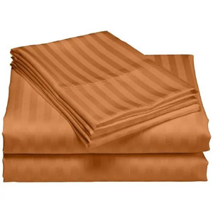lot 32201 image: 1200 Thread Count Cotton Deep Pocket Luxury Hotel Stripe Sheet Set - Spice - King