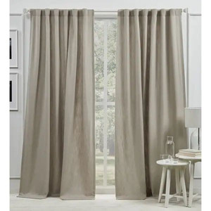 lot 32205 image: Lauren Ralph Lauren Vienna Light Filtering Back Tab Rod Pocket Curtain Panel - 54x84 - Latte (Set of 2)