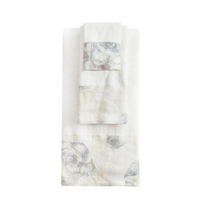 lot 32206 image: HiEnd Accents Rosaline Linen Towel Set White