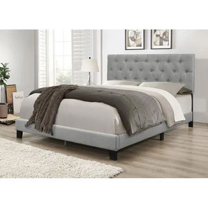 lot 32221 image: Copper Grove Gargan Upholstered Panel Bed - Grey - Full