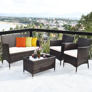 lot 32222 image: 4 Pieces Patio Wicker Furniture Sets Outdoor Indoor Use chair Sets Retail$247.04