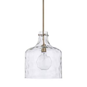 lot 32242 image: 1-Light Clear Water Glass Shade Pendant Retail$182.00