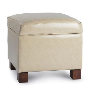 lot 32250 image: Enova Home Nova 18 Inches Modern Elegant Leather Square Storage Ottoman - Beige