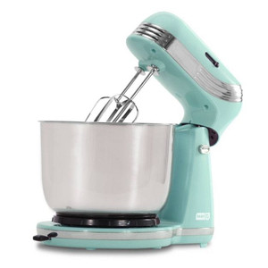 lot 32253 image: Dash Stand Mixer (Electric Mixer for Everyday Use) 6 Speed Stand Mixer with 3 Quart Stainless Steel Mixing Bowl, Dough Hooks & Mixer Beaters for Frosting, Meringues & More - Aqua
