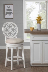 lot 32280 image: Pair of Copper Grove Cholet White Wood Swivel Bar-height Stool Retail$241.99